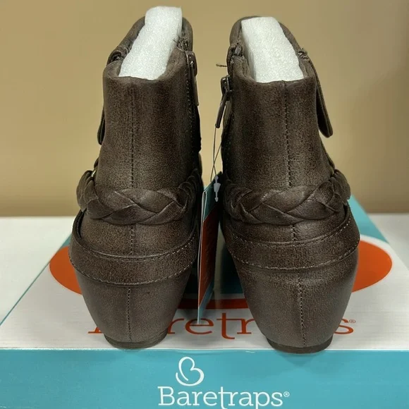 BareTraps Brown Ankle Booties with Ruched Design NEW. 8M - Picture 5 of 16
